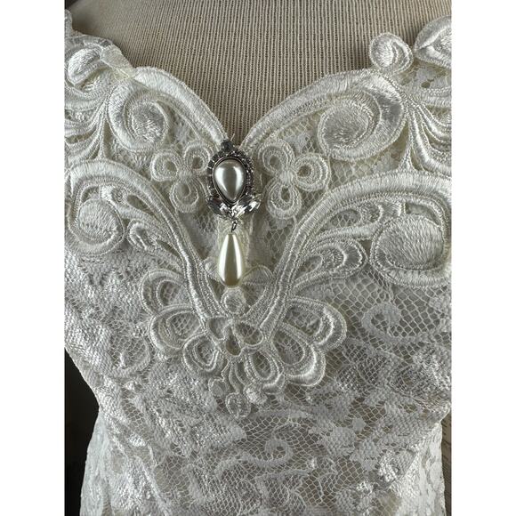 NWT Vintage Scott McClintock Lace Off The Shoulder Bridal Wedding Dress Size 12 - Picture 6 of 16